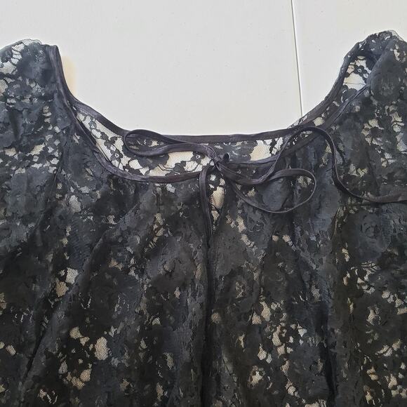 Vintage Whimsigoth Goth Witch Shirt Womens Large Black Lace Bell Sleeve Tie Neck - Picture 7 of 10